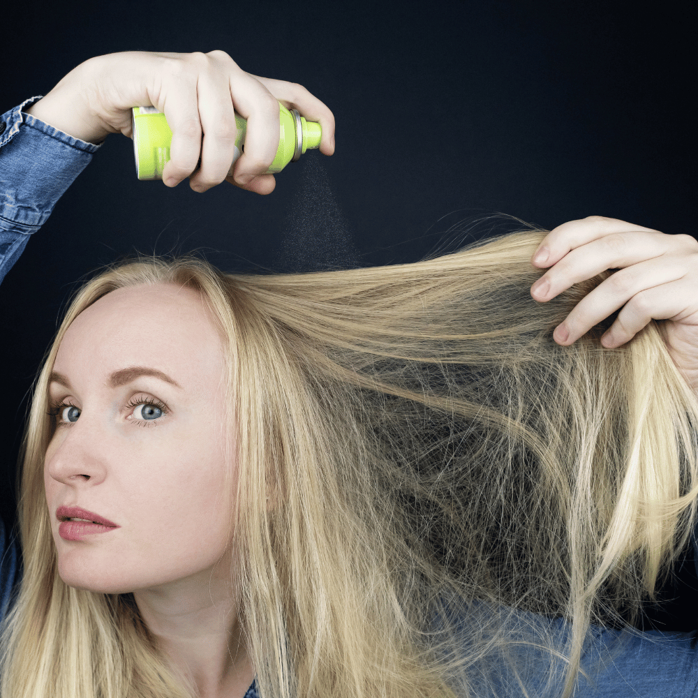 using dry shampoo on blonde hair