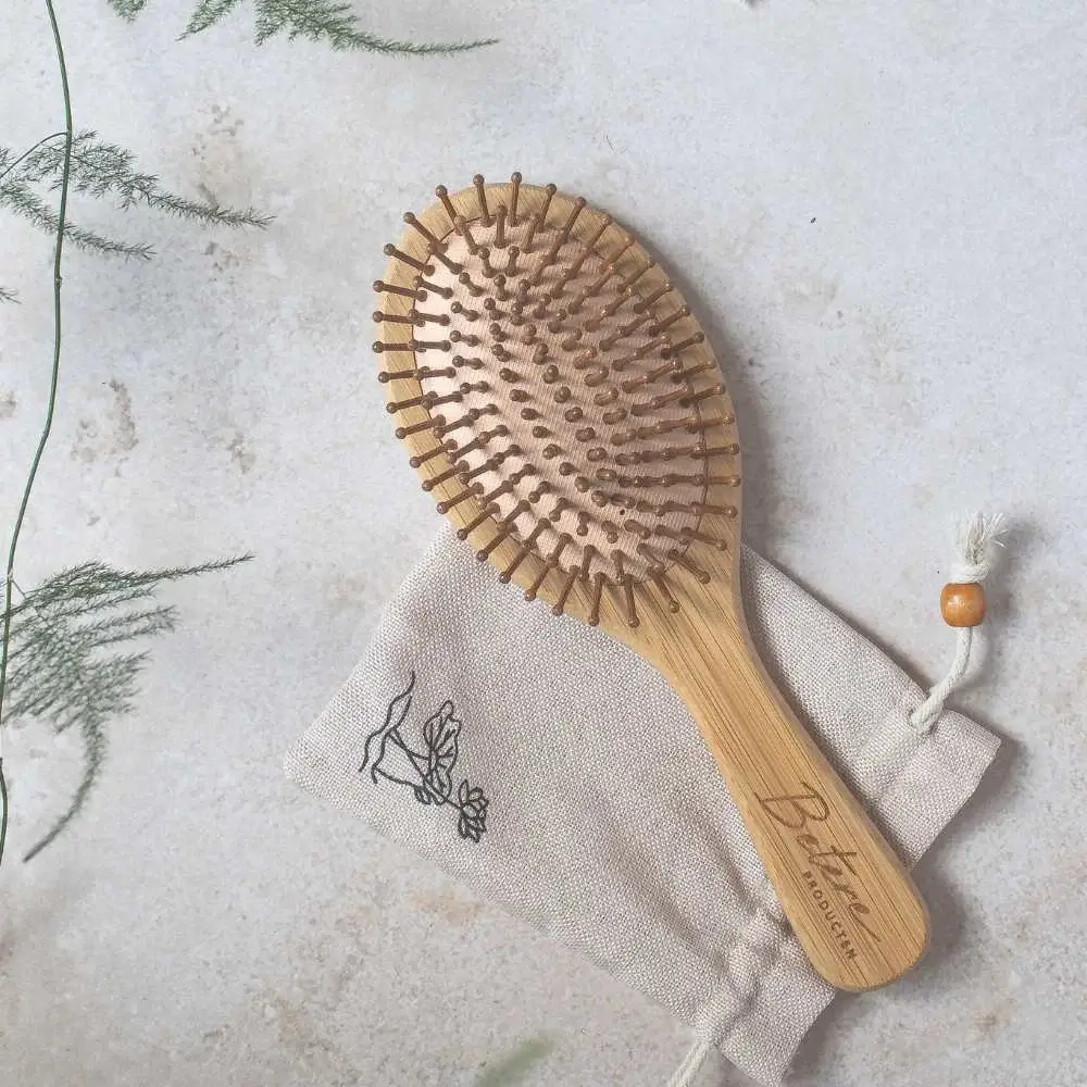 Detail shot of the bristles on the best brush for hair extensions