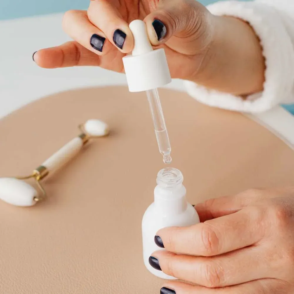 Close-up of a quality primer used for acne scar coverage