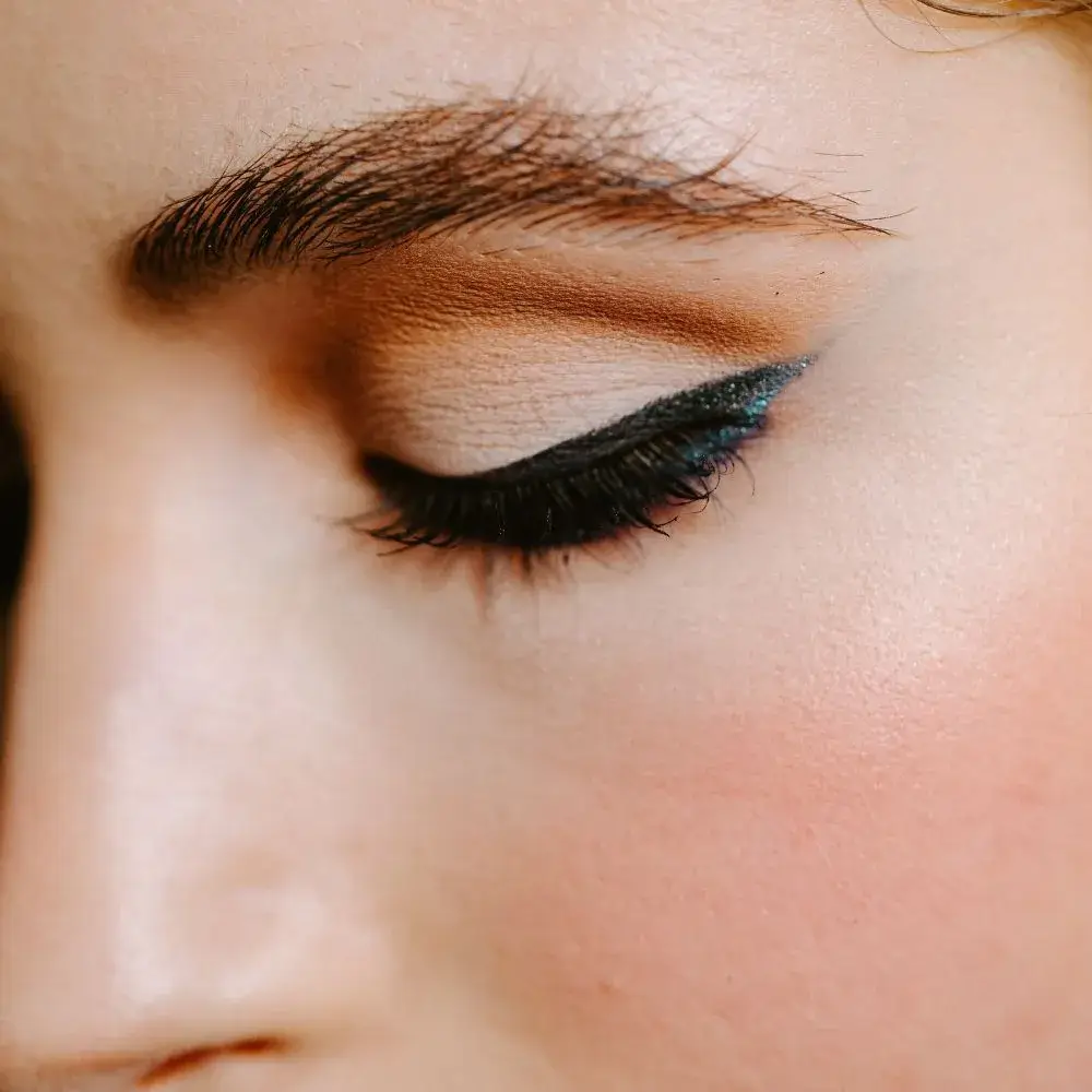 close-up shot of an eye with an eyeliner