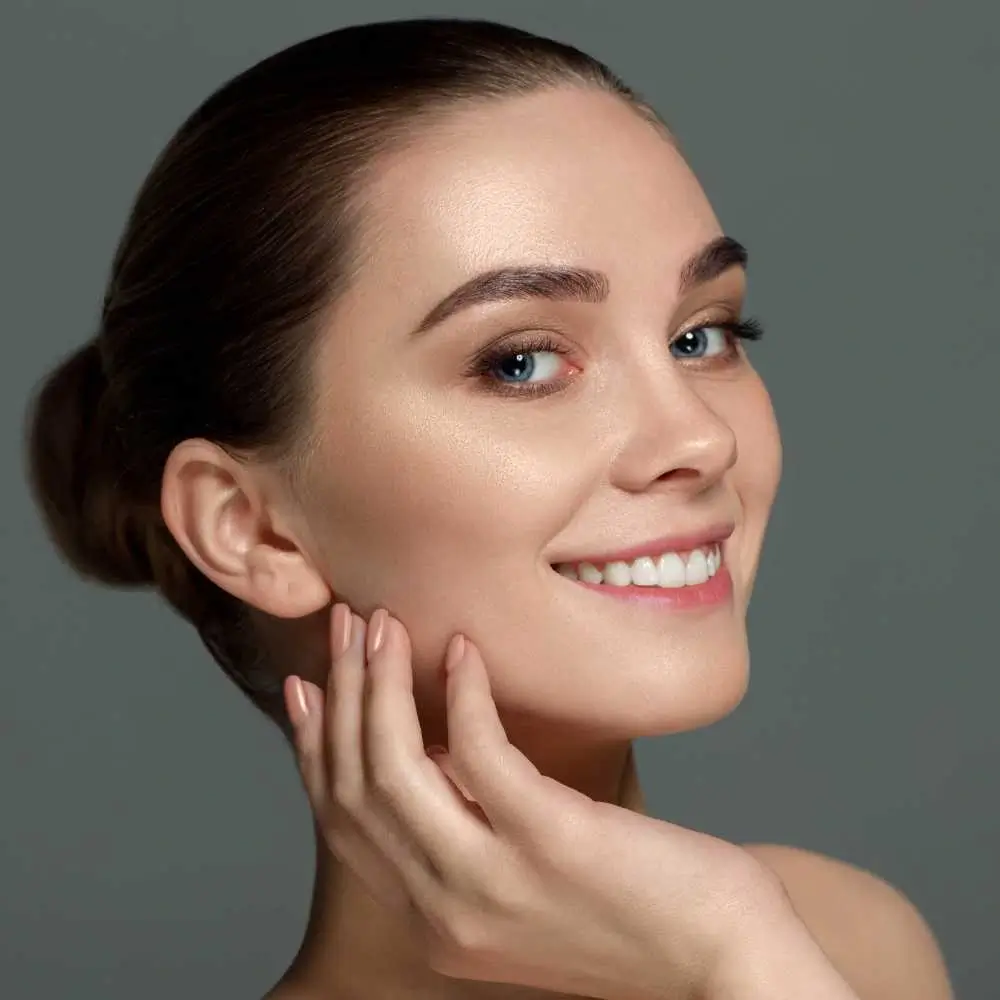 closeup portrait of a woman with fresh and natural makeup