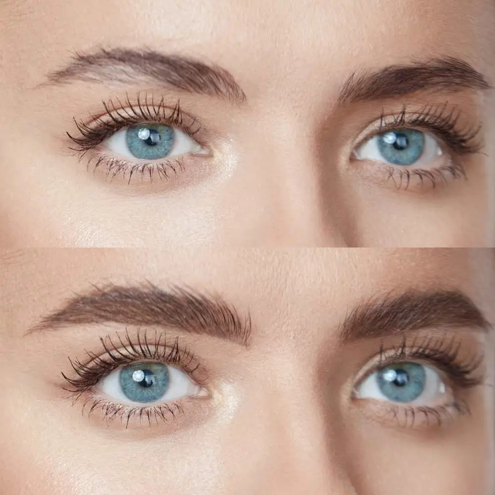 before and after comparison of eyebrows after microblading procedure