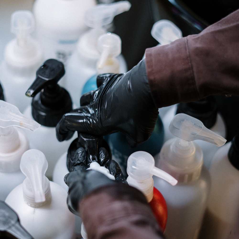 bottle of shampoo in salon