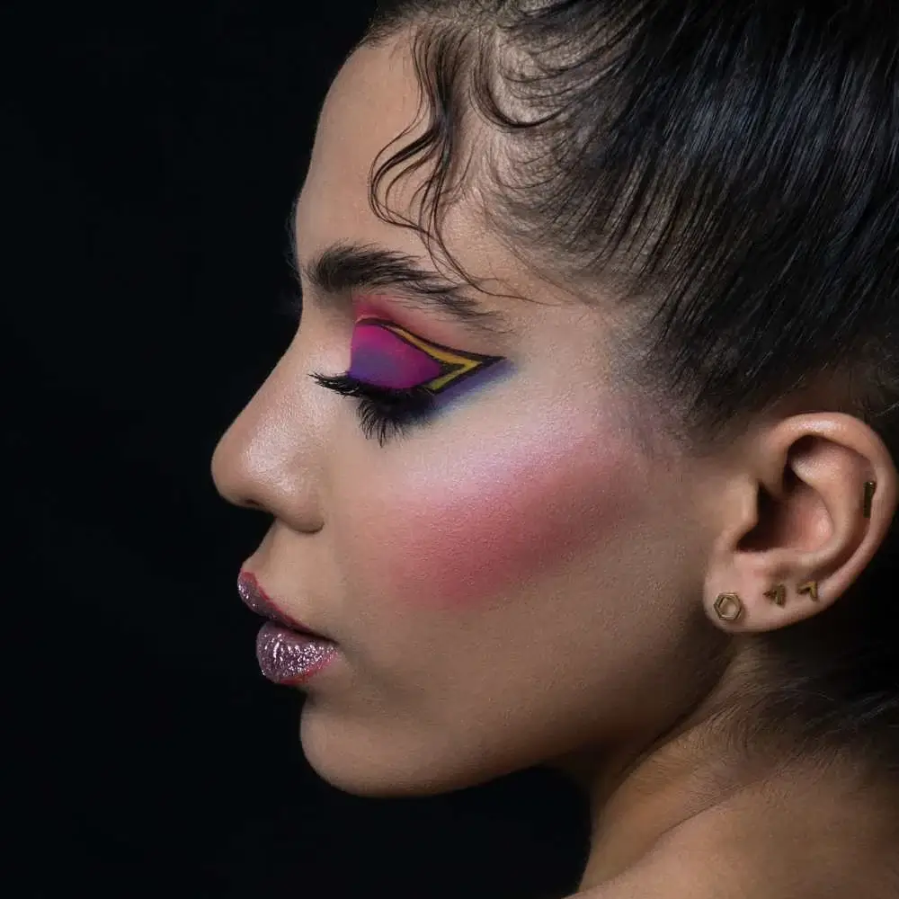 Beautiful blush application on fair skin