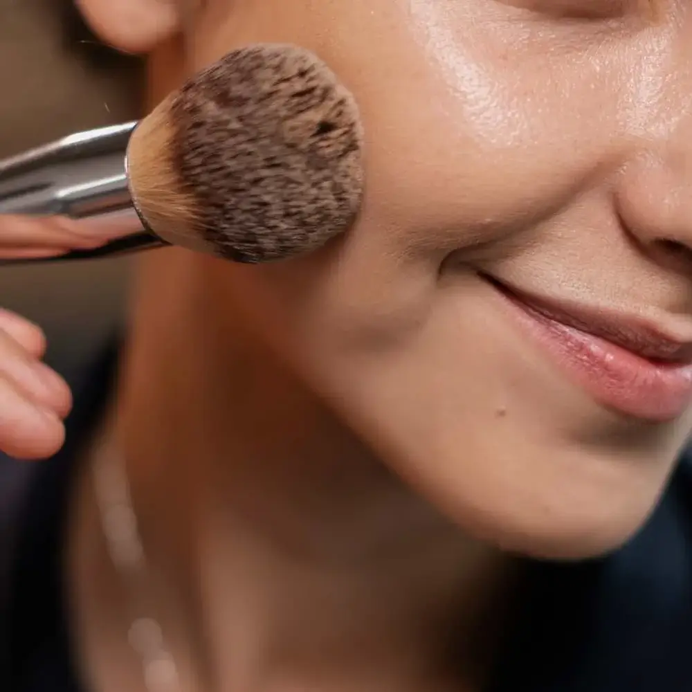 using makeup brush