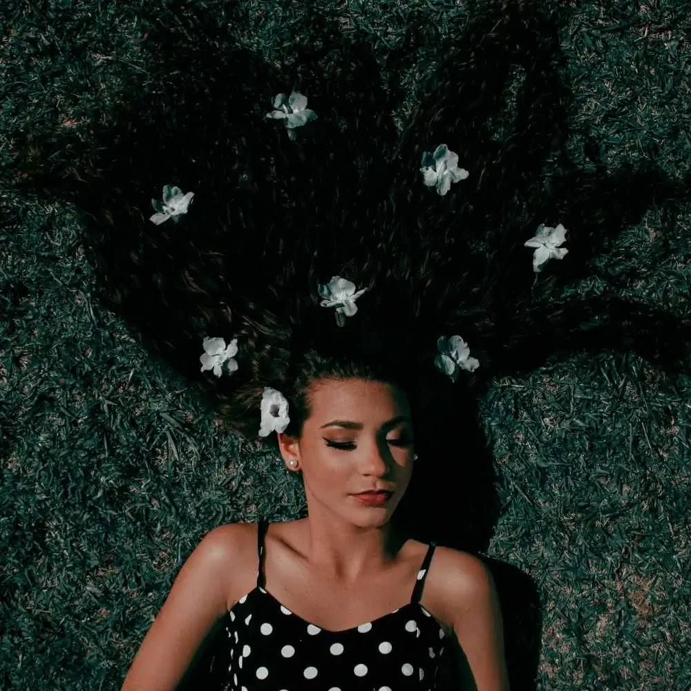 beautiful hair with flowers on it