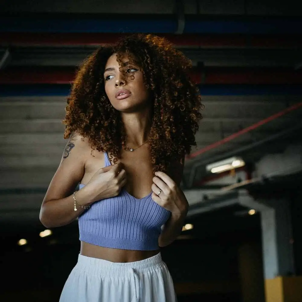 woman with thick curly hair