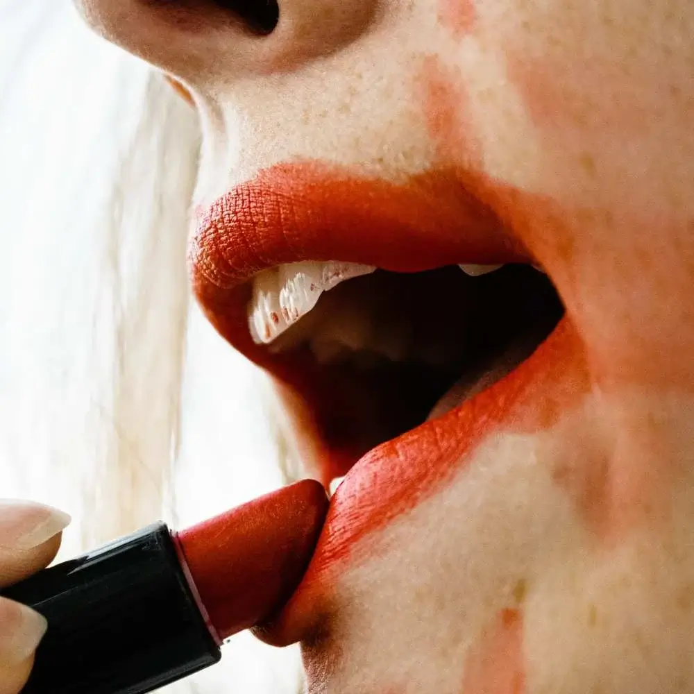 smudged cruelty-free lipstick 
