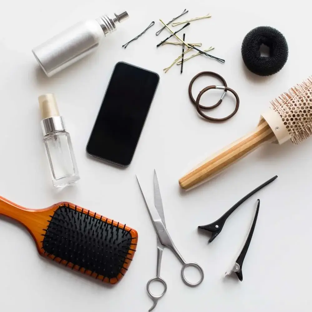 Close-up image of a travel-friendly hair brush prepared for packing