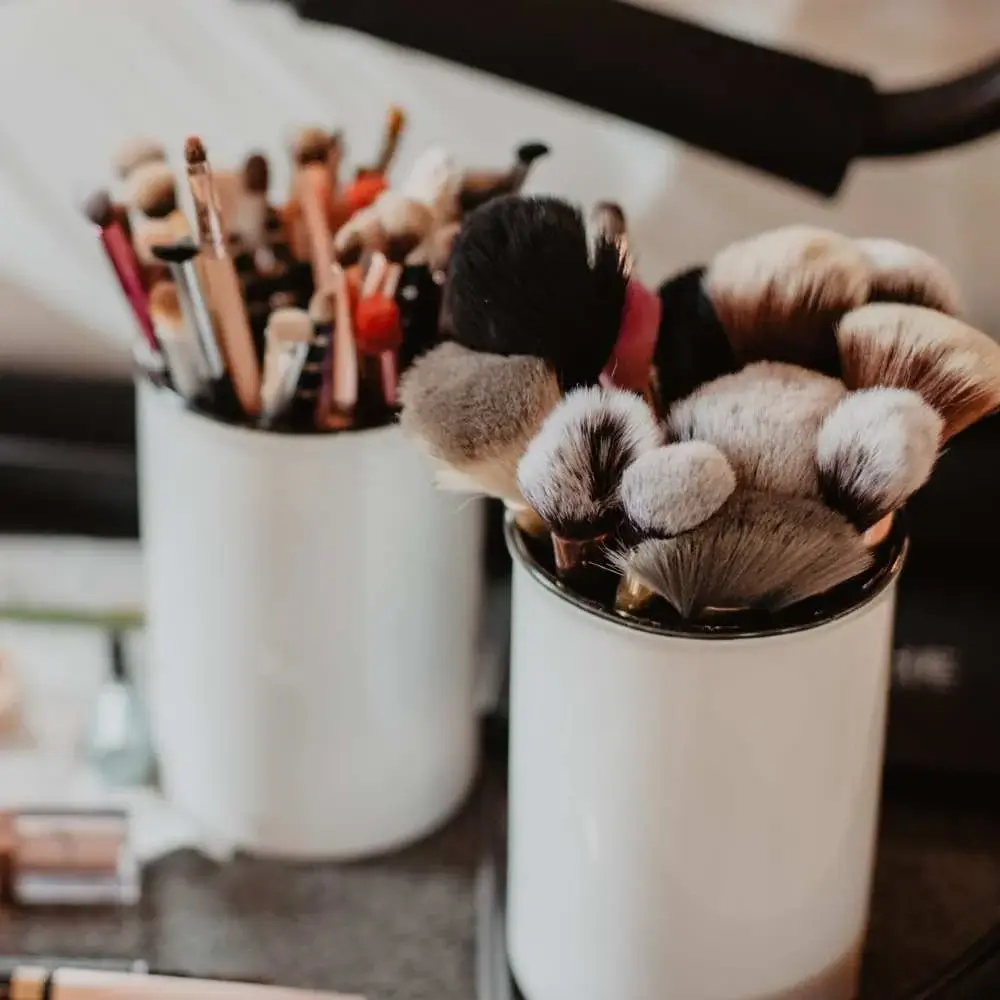 Professional-grade makeup brushes after getting a deep clean