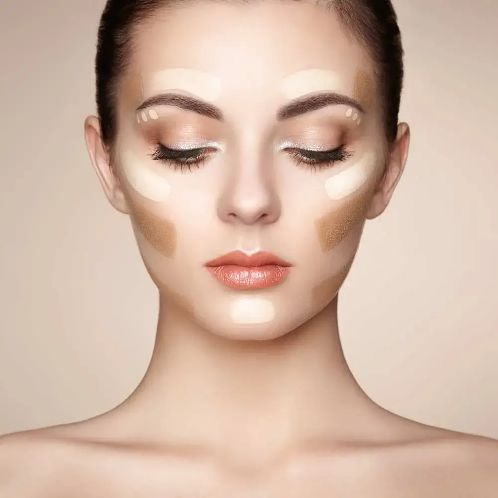 Drugstore contour products being swatched