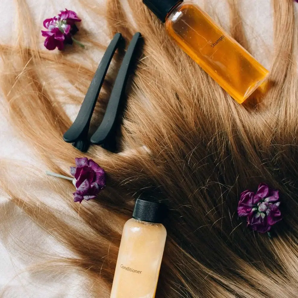 Haircare products, including a special shampoo for blonde hair