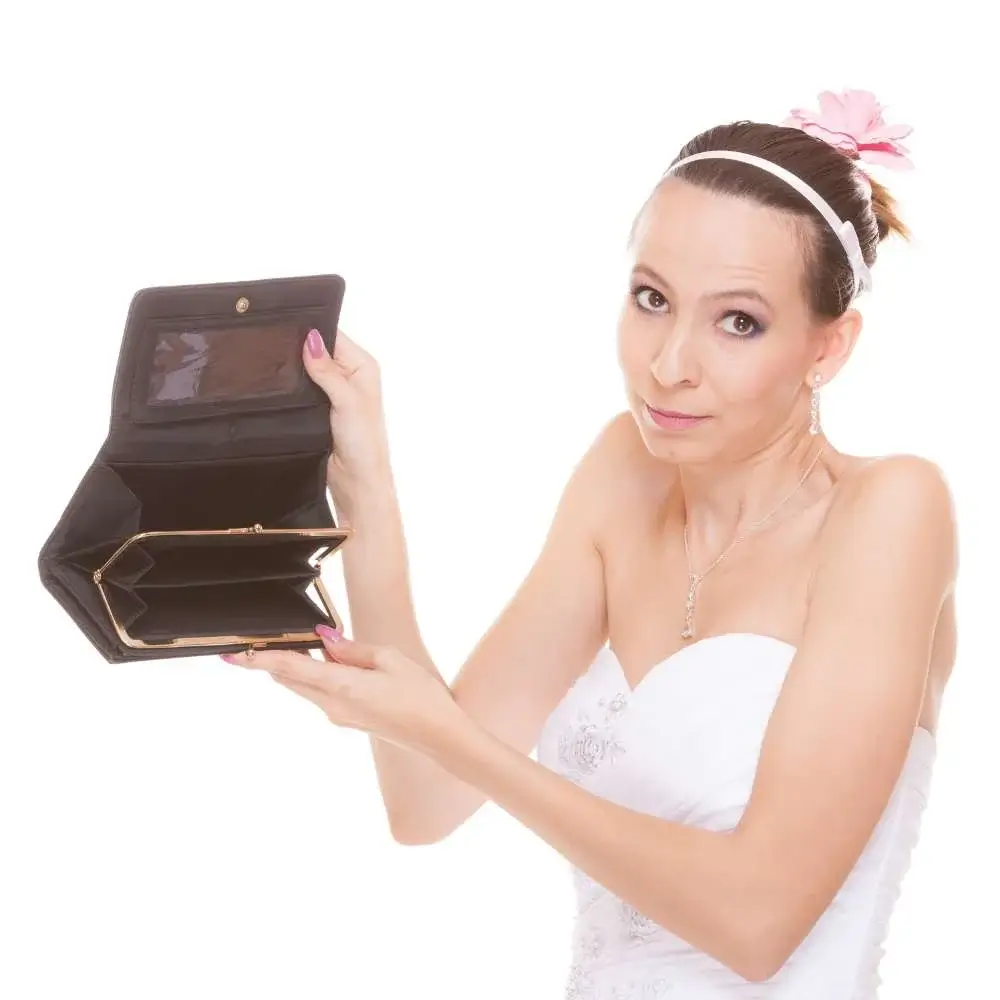 Bride holding a compact bride wallet