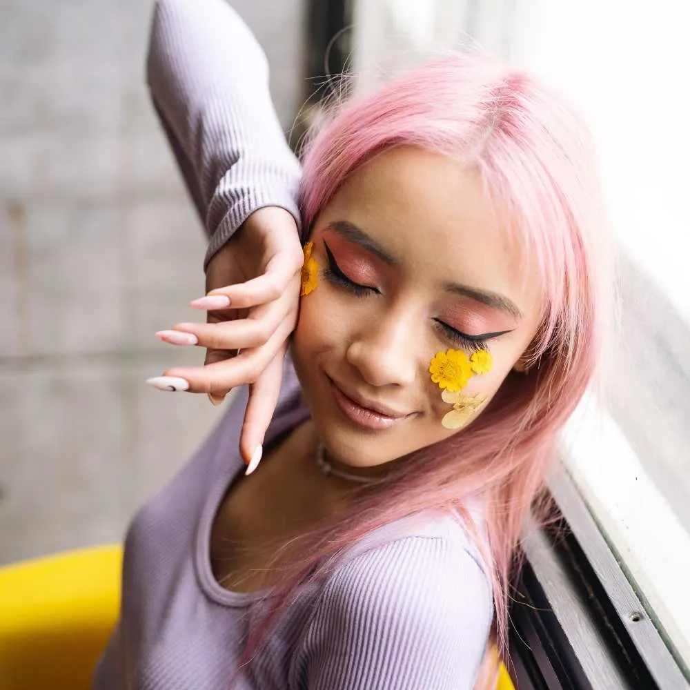 Close-up of vibrant colored hair maintained with the best dry shampoo