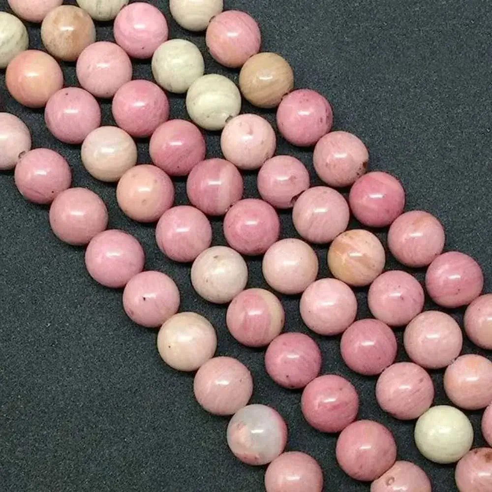 close-up of rhodonite bracelet