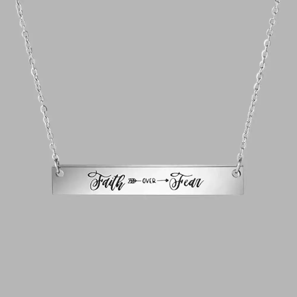 silver faith over fear necklace