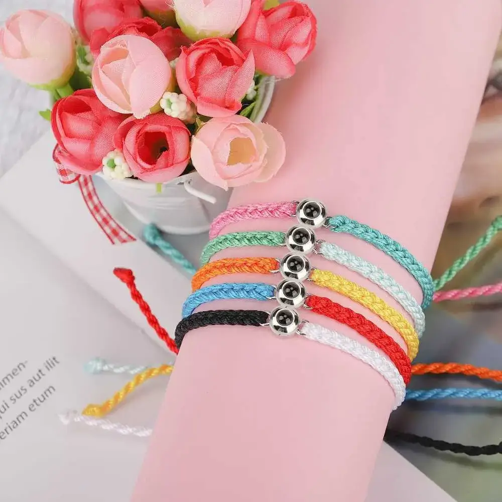 colorful photo projection bracelets and flowers