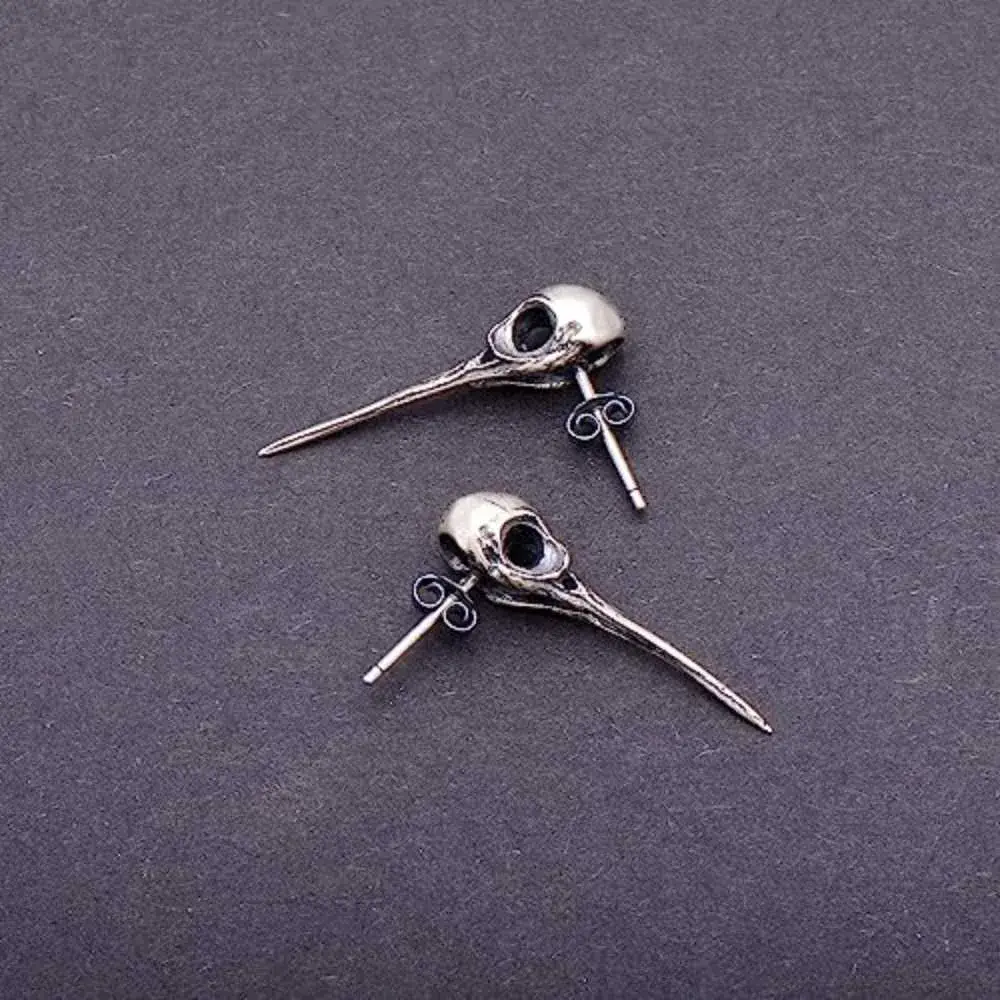 sterling silver hummingbird skull earrings