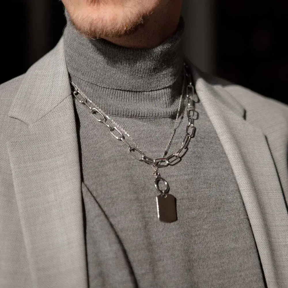 closeup of a man's neck with chain necklace