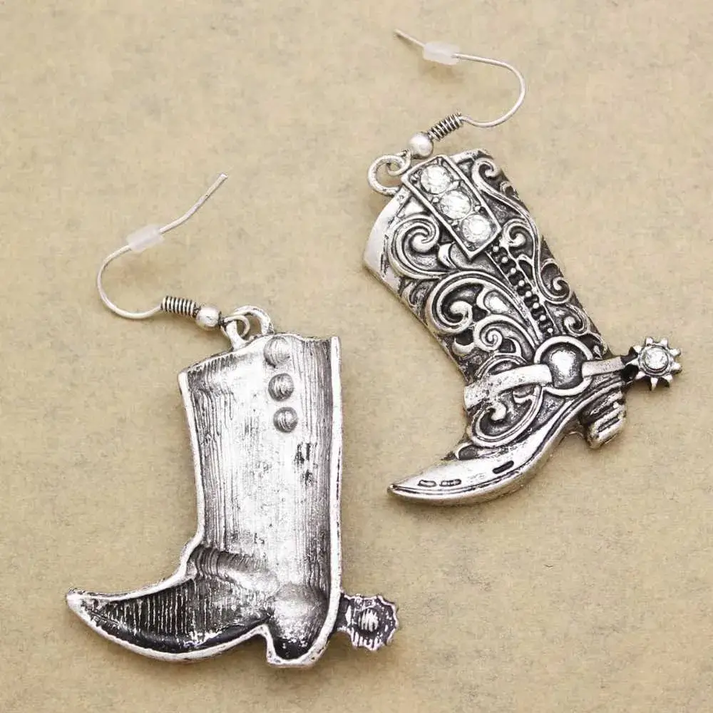metal cowgirl earrings with rhinestones