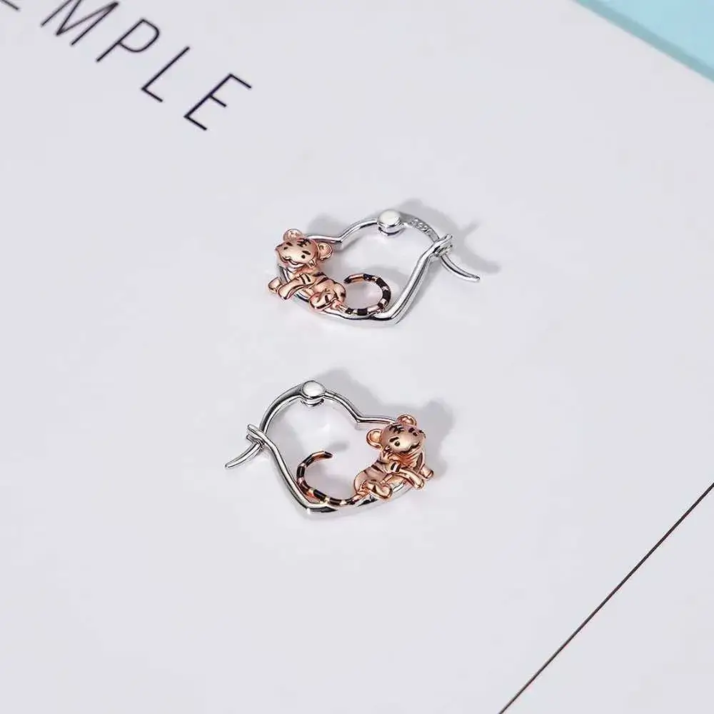 heart tiger earrings