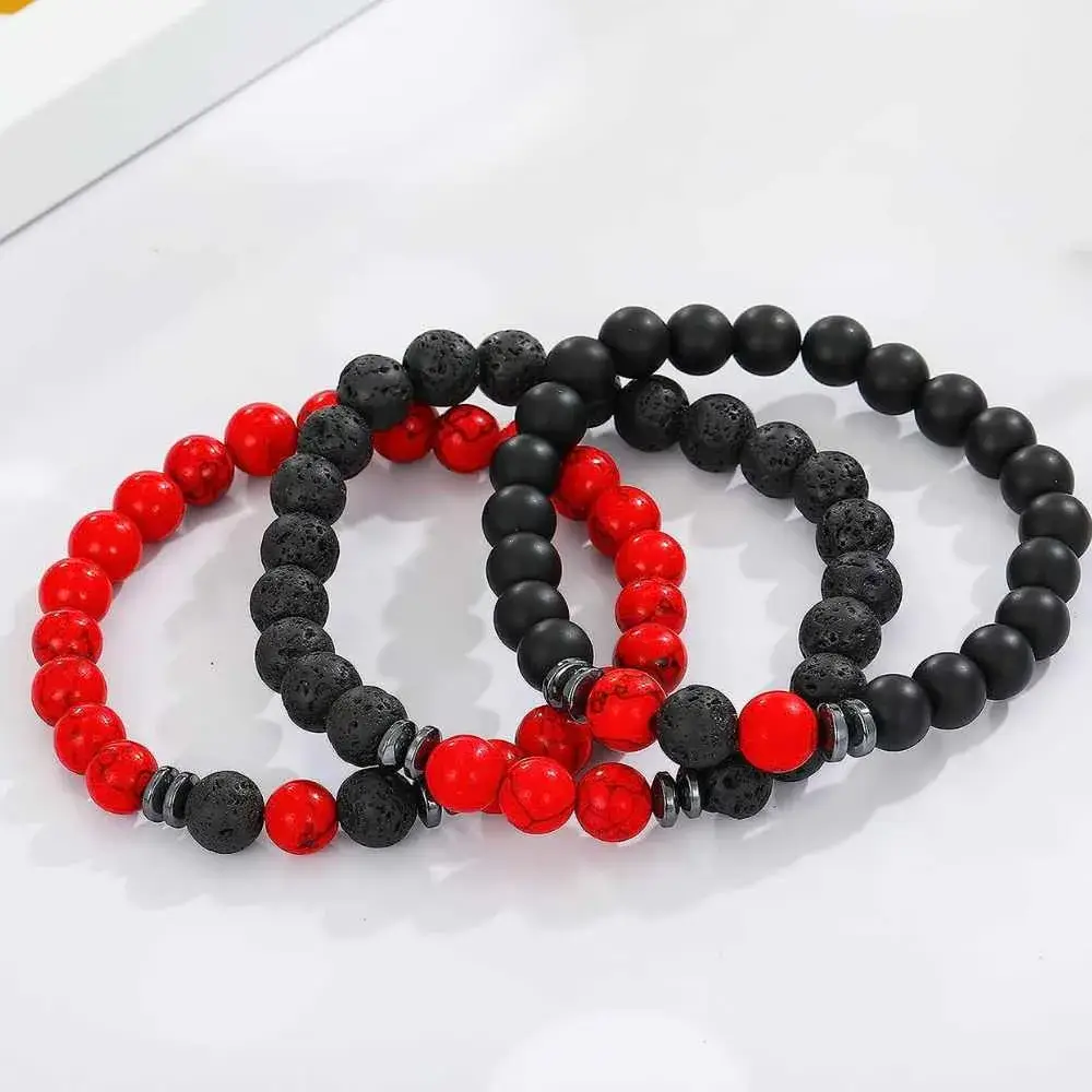 red and black beaded bracelets