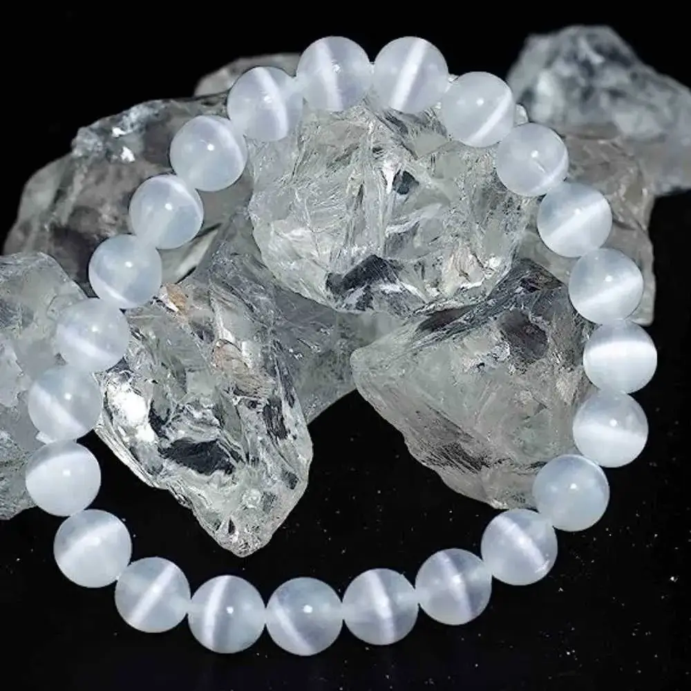 natural selenite bracelet with clear crystal