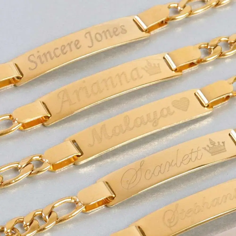 five personalized gold esclava bracelets