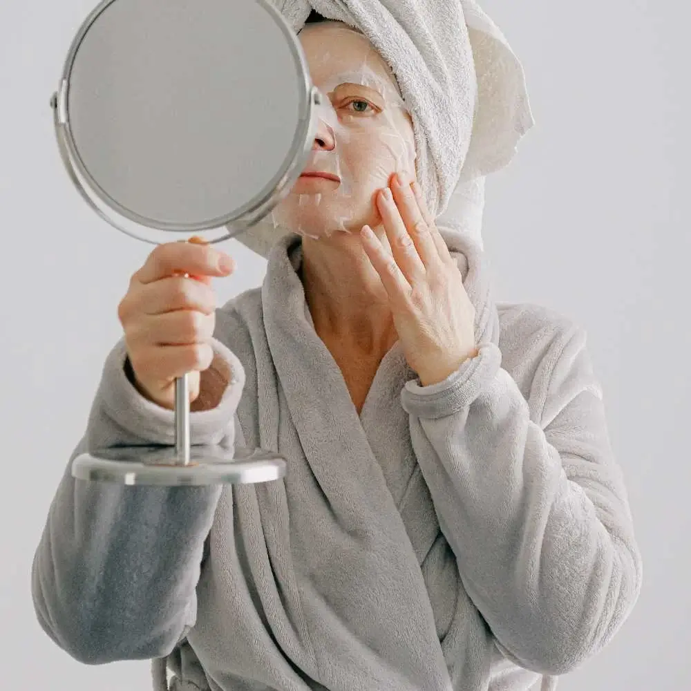 Woman enjoying acne-clearing mask
