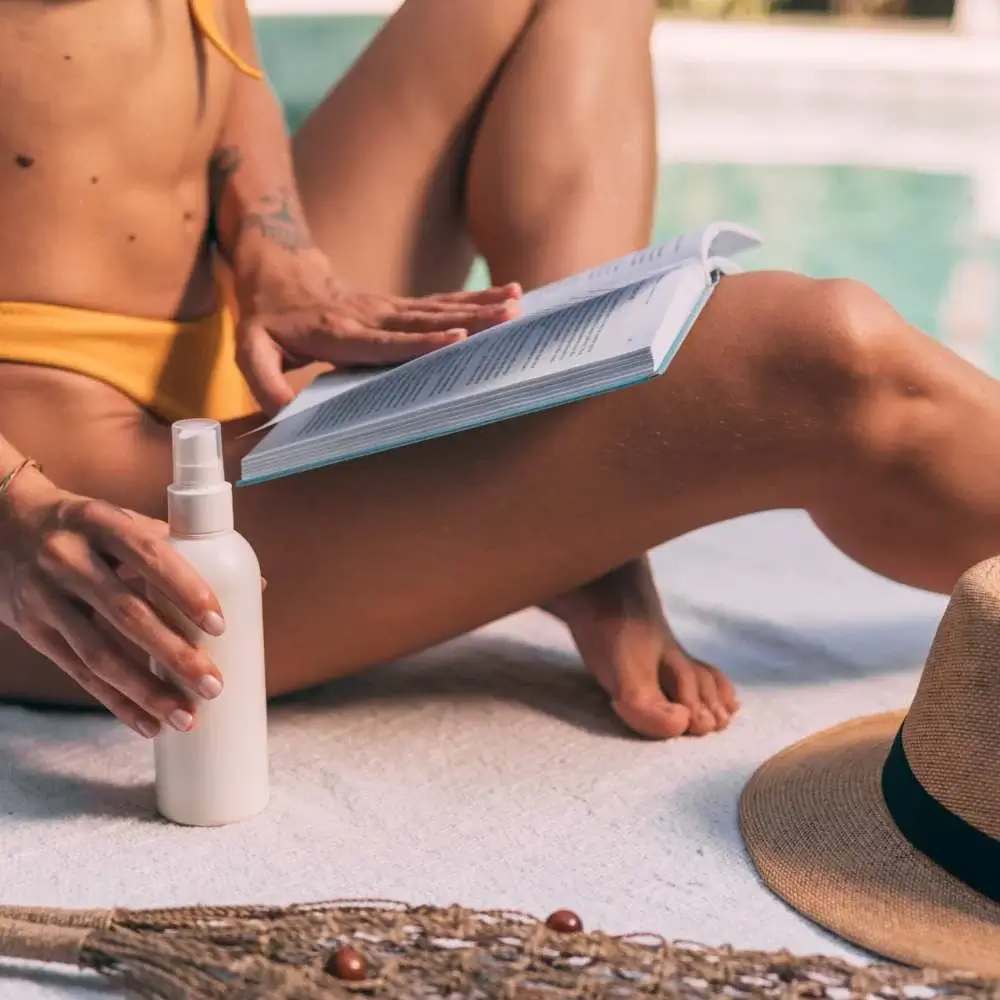 Bottle of sunscreen with a refreshing scent, perfect for summer days