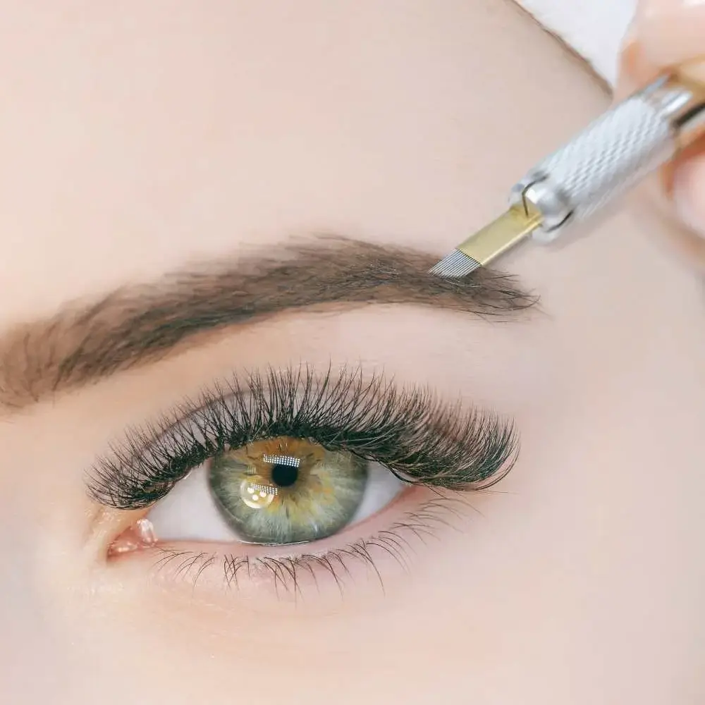 Microblading eyebrow pen in use