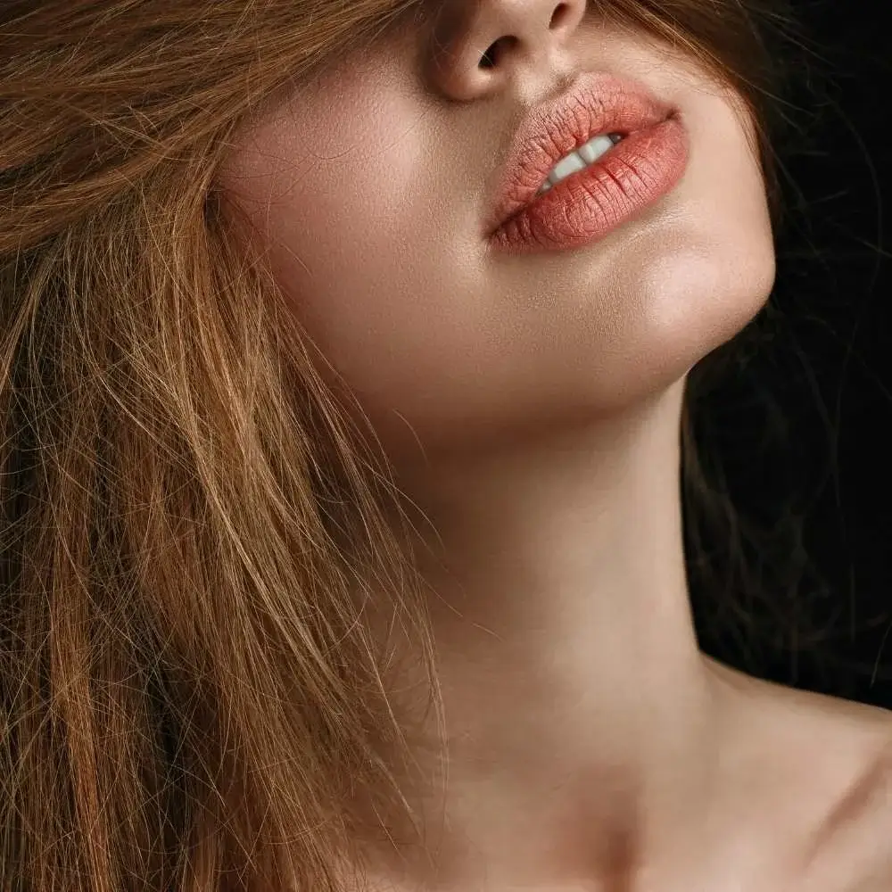 Glossy lips close-up
