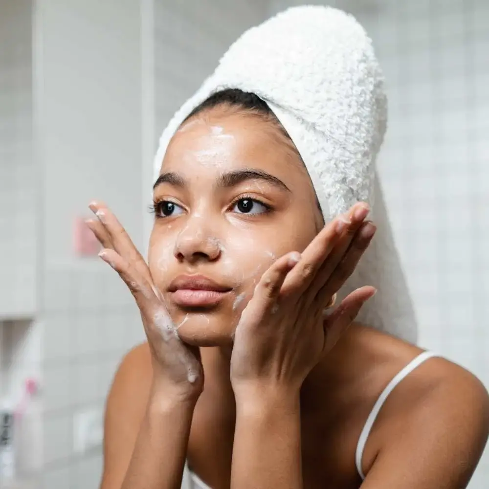 Morning face wash routine