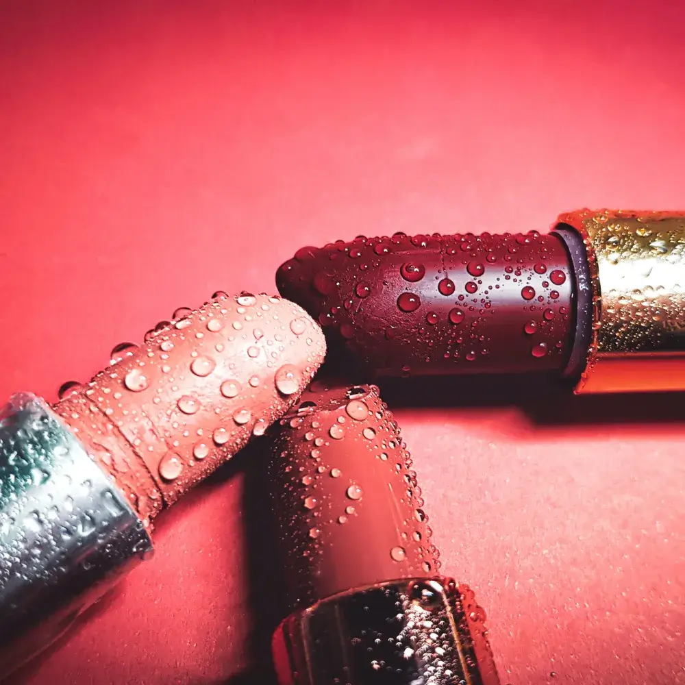 water droplets on lipsticks