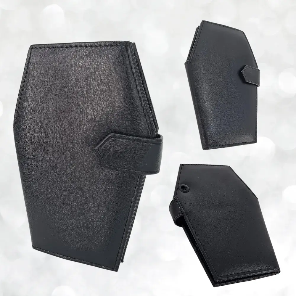 black coffin wallet for men and women with snap