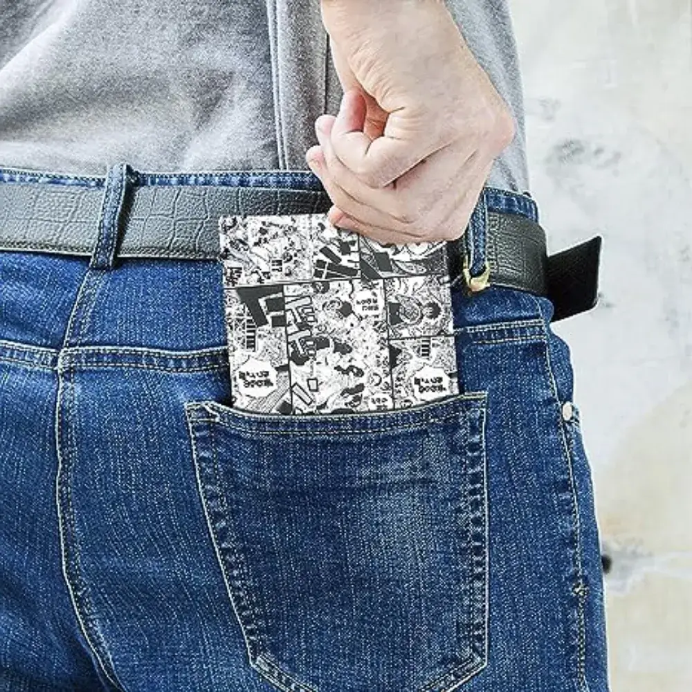 man putting one piece wallet oh his pocket