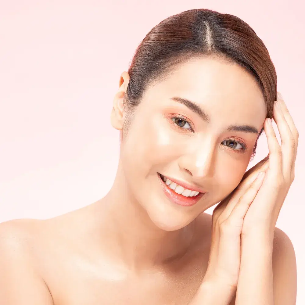 close up portrait of a young asian woman with healthy beautiful skin