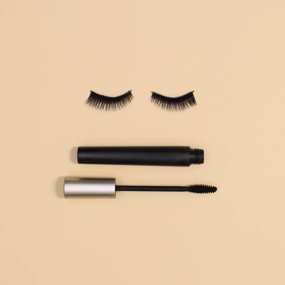 black smudge proof mascara and a pair of fake eyelashes