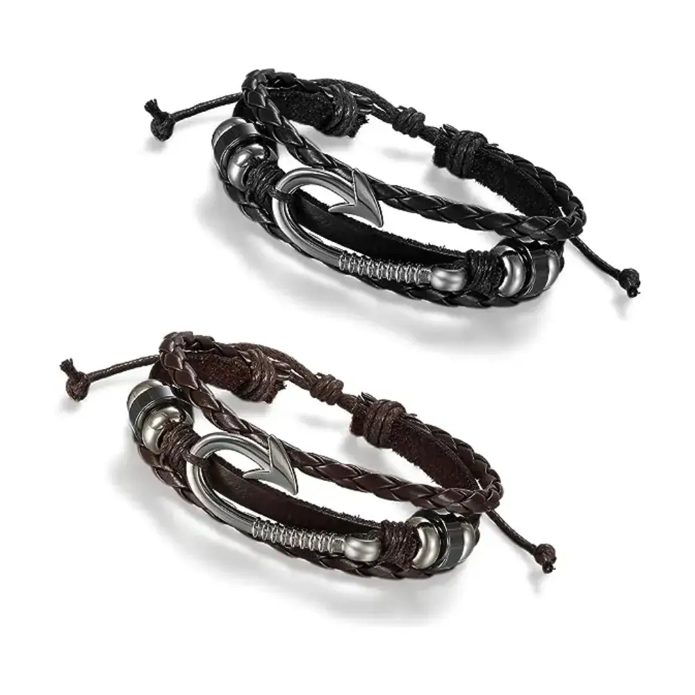 dark brown and black fish hook bracelets