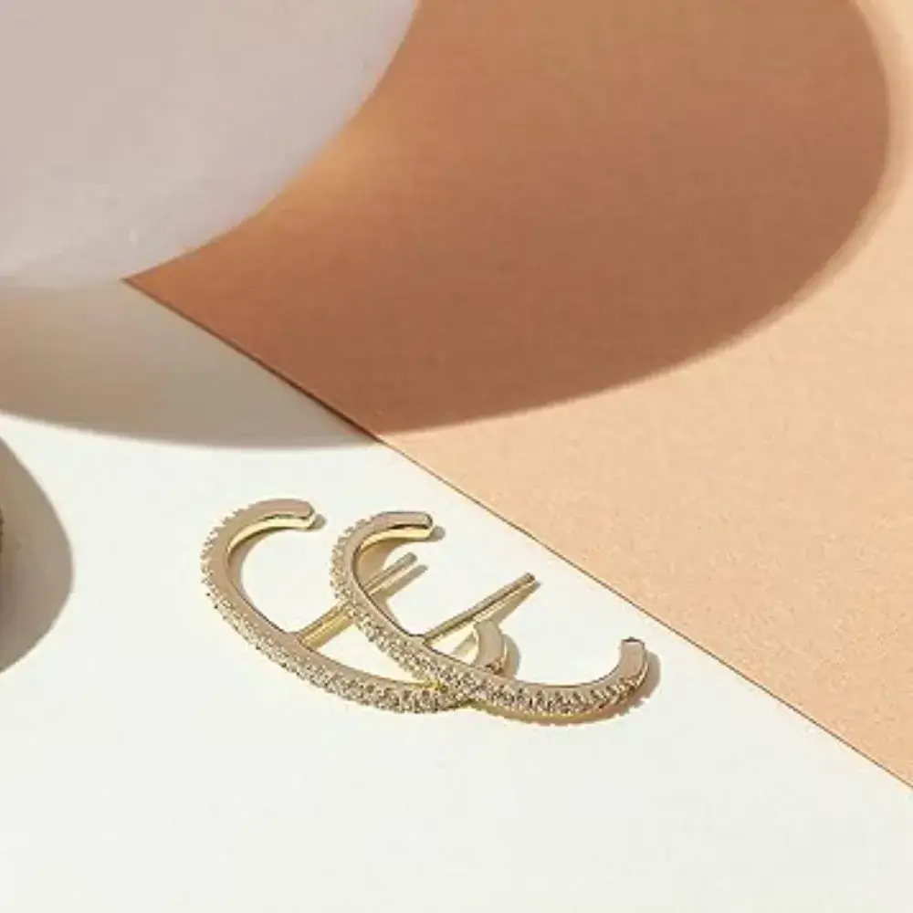gold suspender earrings