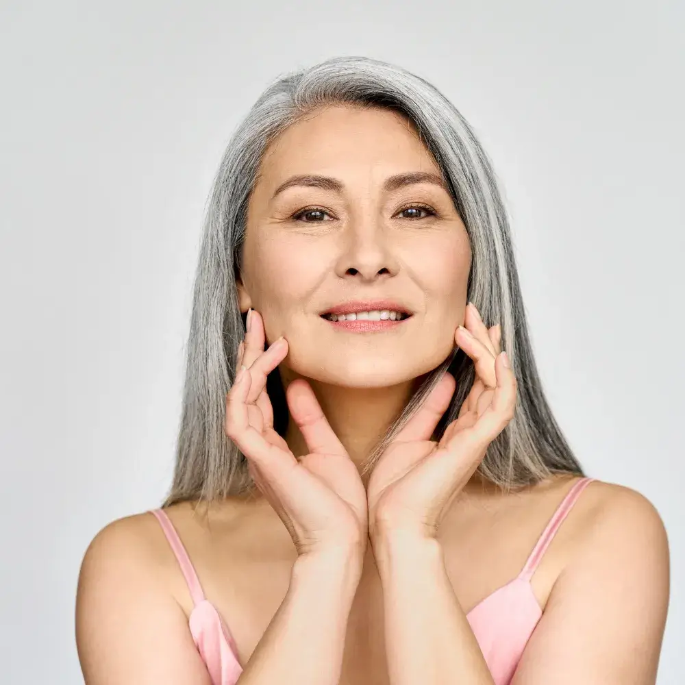 portrait of a mature woman with gray hair