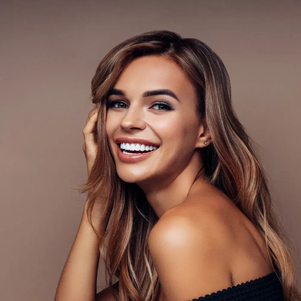 portrait of a brunette woman smiling