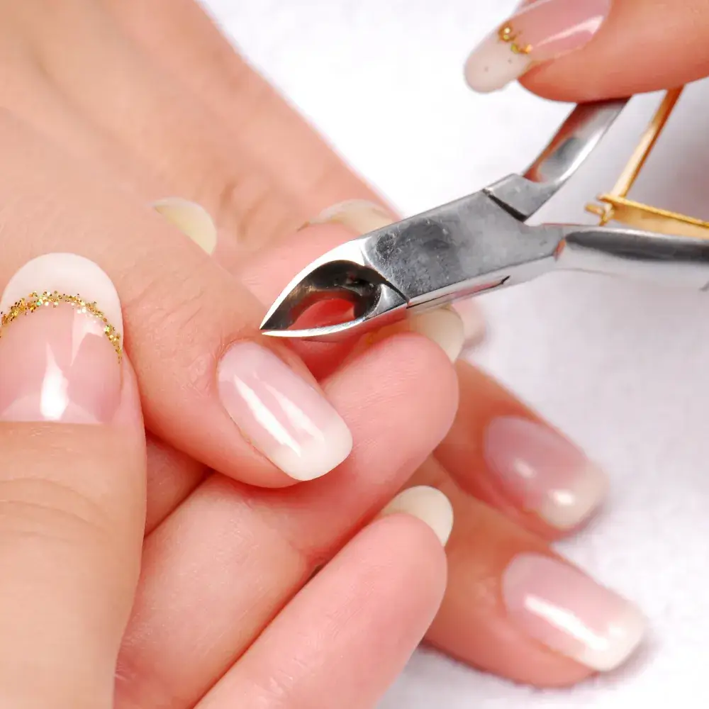 close up of nails having a manicure