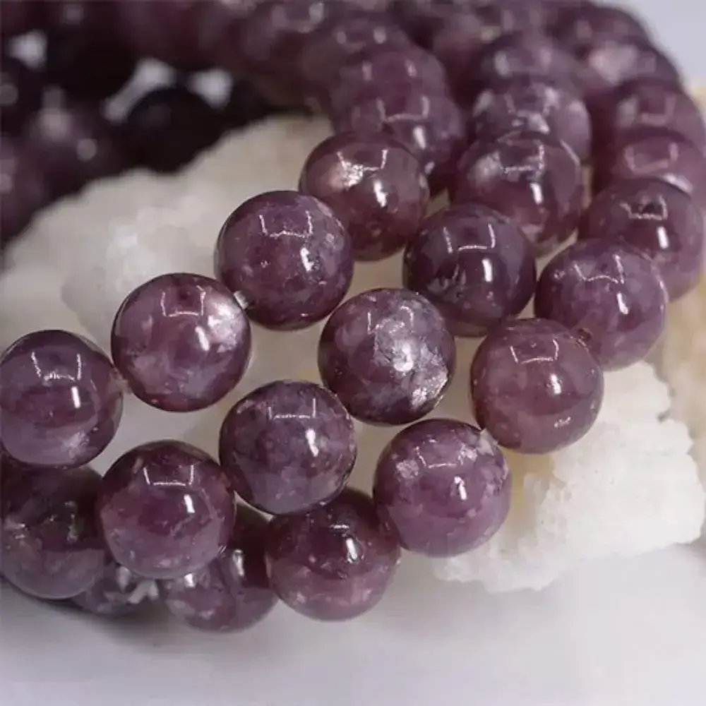 close-up of lepidolite bracelet