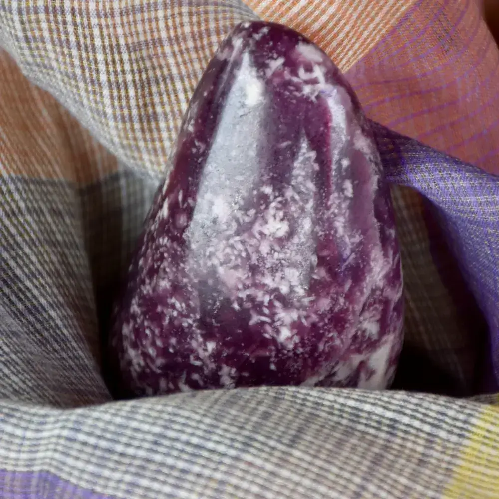 close-up of a lepidolite gemstone