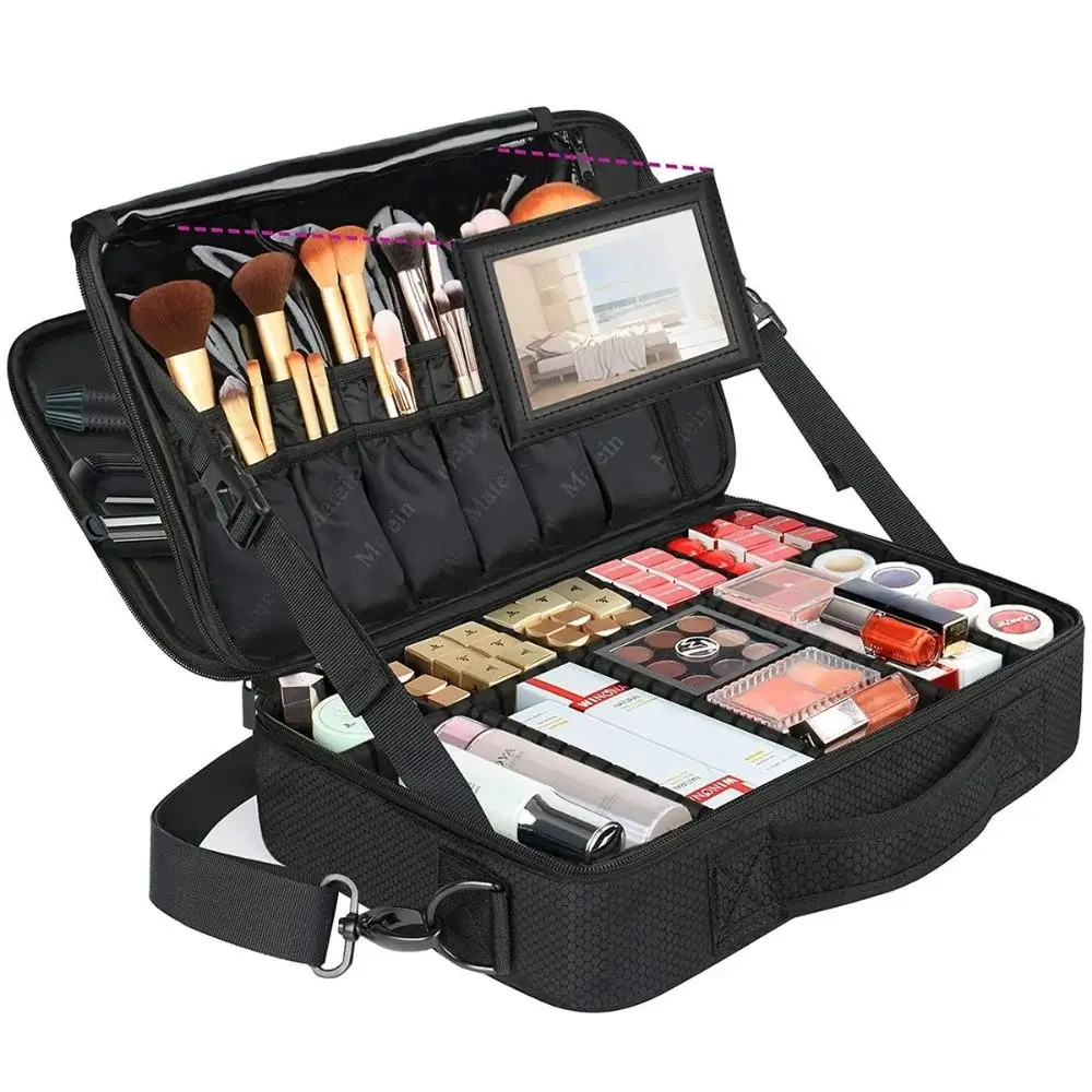 How should one prioritize compartments in a travel makeup bag for quick access?