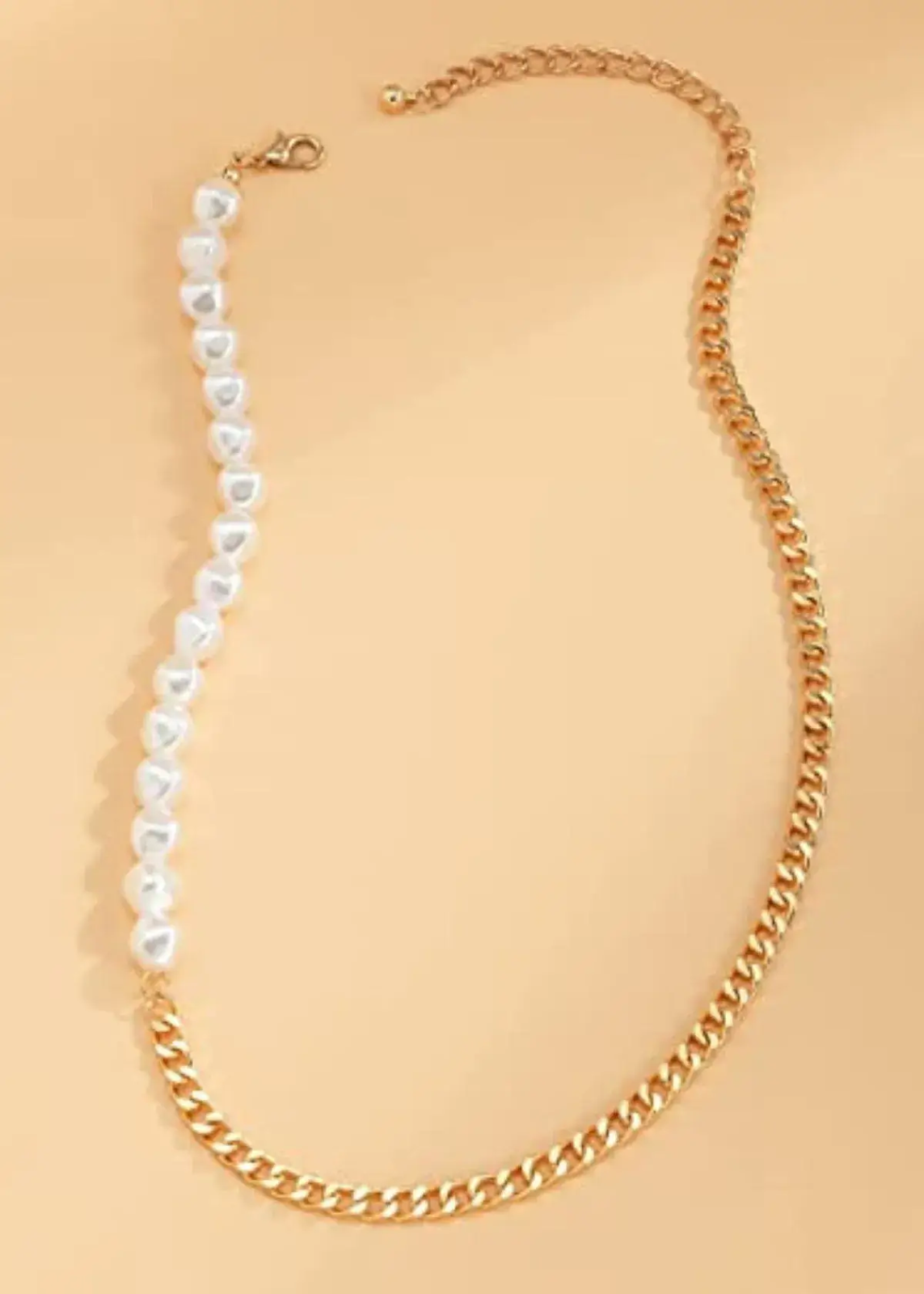 Half Chain Half Pearl Necklace