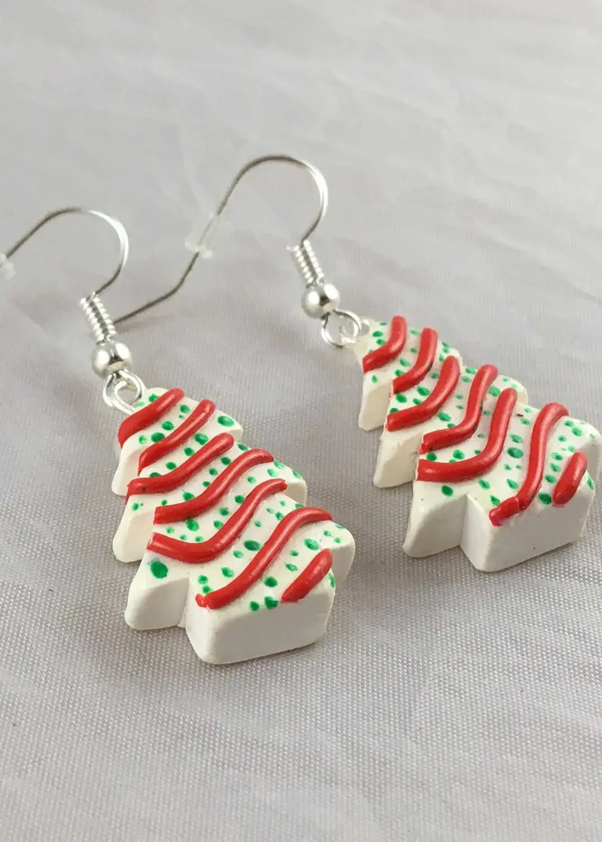christmas tree cake earrings