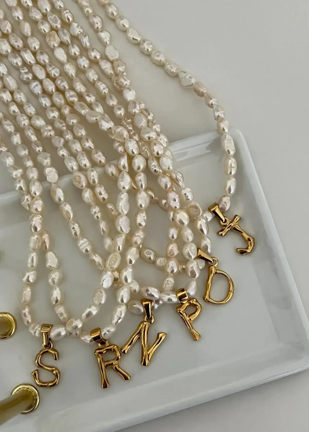 pearl initial necklace